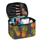 Grey Watercolor Pineapple Pattern Print Travel Makeup Bag