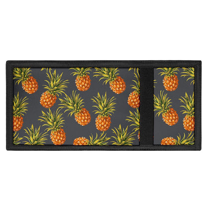 Grey Watercolor Pineapple Pattern Print Trifold Wallet