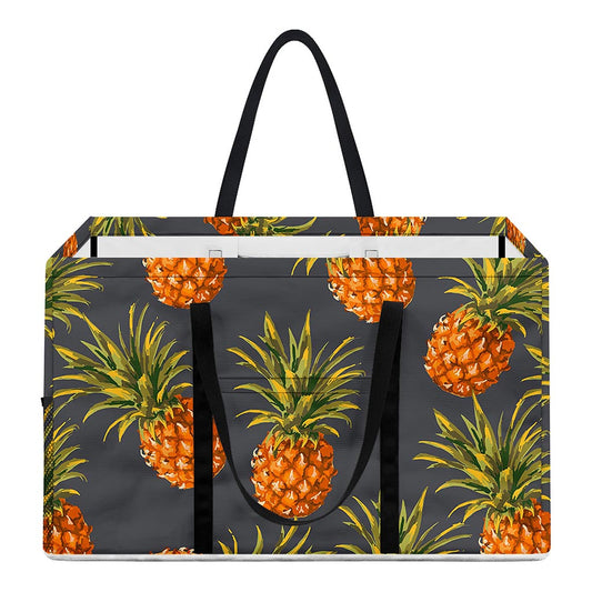 Grey Watercolor Pineapple Pattern Print Utility Tote Bag