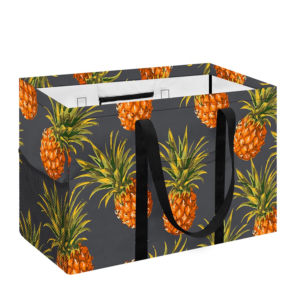 Grey Watercolor Pineapple Pattern Print Utility Tote Bag