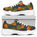 Grey Watercolor Pineapple Pattern Print White Chunky Shoes