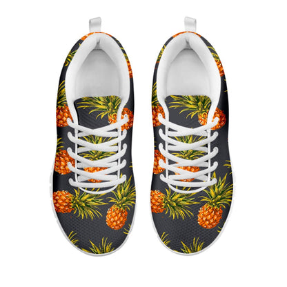 Grey Watercolor Pineapple Pattern Print White Running Shoes