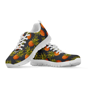 Grey Watercolor Pineapple Pattern Print White Running Shoes