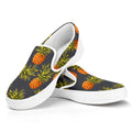 Grey Watercolor Pineapple Pattern Print White Slip On Sneakers