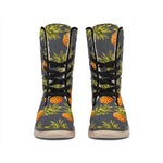 Grey Watercolor Pineapple Pattern Print Winter Boots