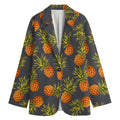 Grey Watercolor Pineapple Pattern Print Women's Blazer