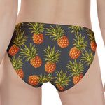 Grey Watercolor Pineapple Pattern Print Women's Panties