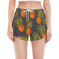 Grey Watercolor Pineapple Pattern Print Women's Split Running Shorts