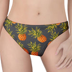 Grey Watercolor Pineapple Pattern Print Women's Thong