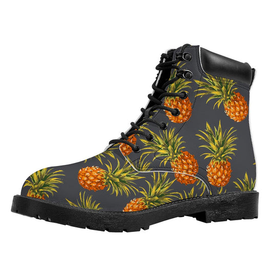 Grey Watercolor Pineapple Pattern Print Work Boots