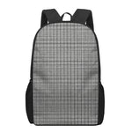 Grey Windowpane Pattern Print 17 Inch Backpack