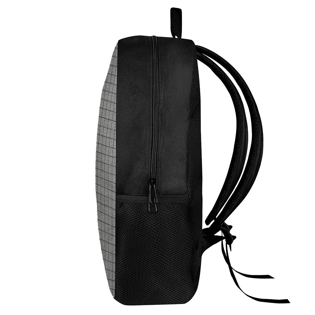 Grey Windowpane Pattern Print 17 Inch Backpack