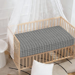Grey Windowpane Pattern Print Baby Crib Sheet