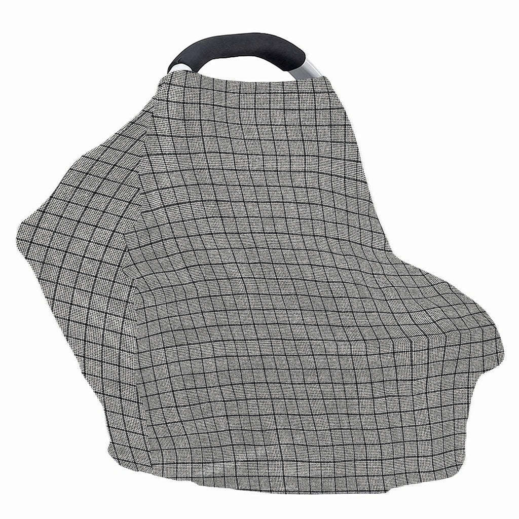 Grey Windowpane Pattern Print Baby Seat Cover