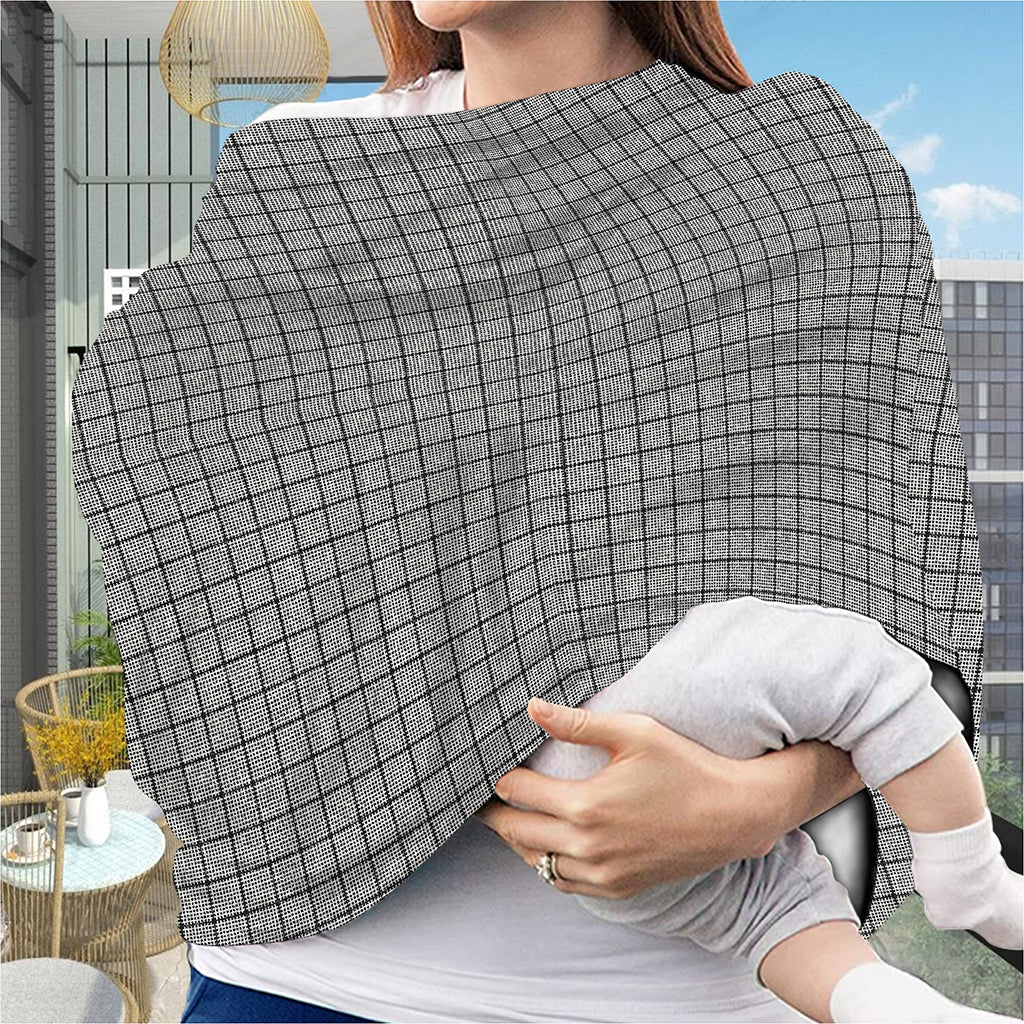 Grey Windowpane Pattern Print Baby Seat Cover