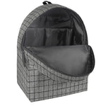 Grey Windowpane Pattern Print Backpack