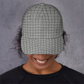 Grey Windowpane Pattern Print Baseball Cap