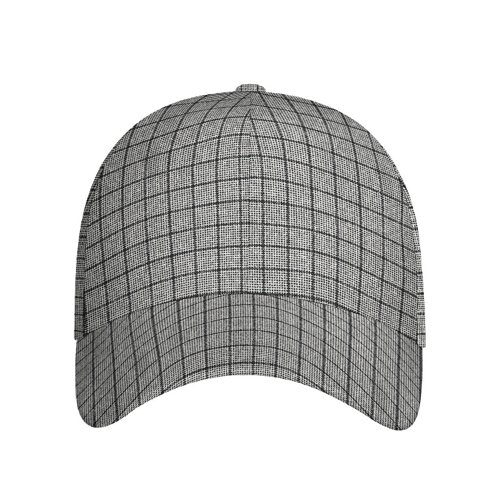 Grey Windowpane Pattern Print Baseball Cap