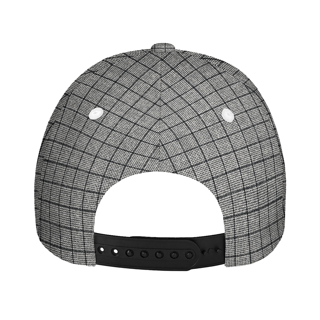Grey Windowpane Pattern Print Baseball Cap