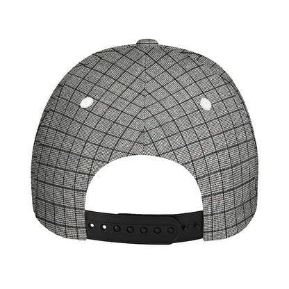 Grey Windowpane Pattern Print Baseball Cap
