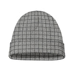 Grey Windowpane Pattern Print Beanie