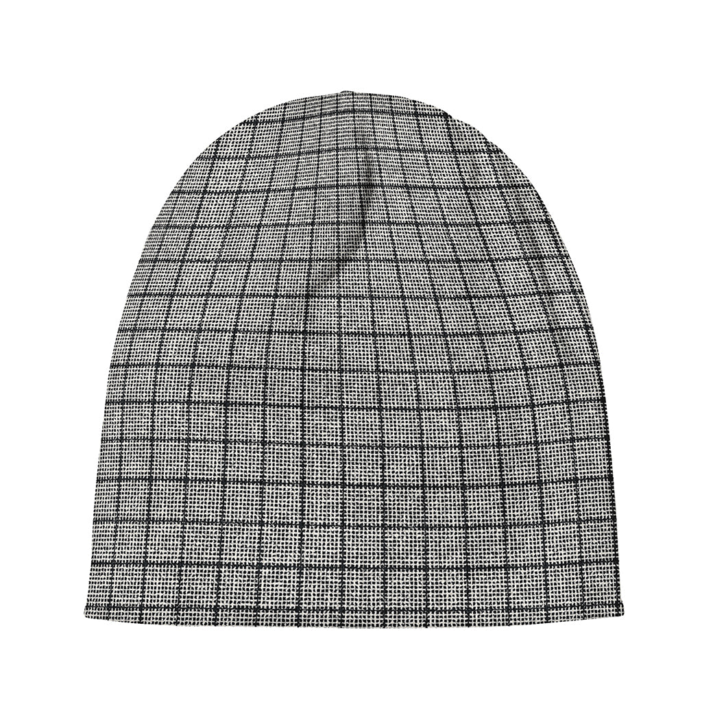 Grey Windowpane Pattern Print Beanie