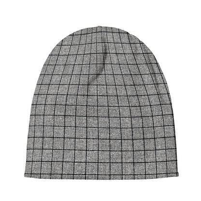 Grey Windowpane Pattern Print Beanie
