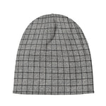 Grey Windowpane Pattern Print Beanie