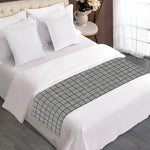 Grey Windowpane Pattern Print Bed Runner
