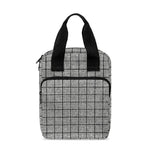 Grey Windowpane Pattern Print Bible Tote Bag