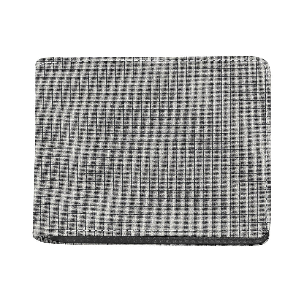 Grey Windowpane Pattern Print Bifold Wallet