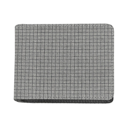 Grey Windowpane Pattern Print Bifold Wallet