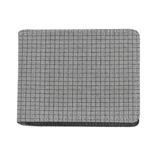 Grey Windowpane Pattern Print Bifold Wallet
