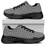 Grey Windowpane Pattern Print Black Chunky Shoes