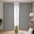 Grey Windowpane Pattern Print Dimout Pencil Pleat Curtains