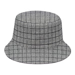 Grey Windowpane Pattern Print Bucket Hat