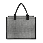 Grey Windowpane Pattern Print Canvas Tote Bag