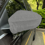 Grey Windowpane Pattern Print Car Side Mirror Covers