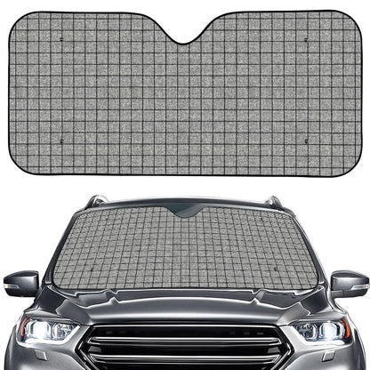 Grey Windowpane Pattern Print Car Windshield Sun Shade