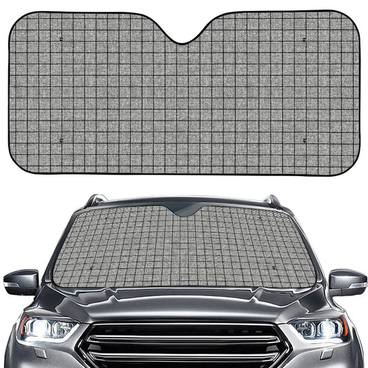 Grey Windowpane Pattern Print Car Windshield Sun Shade