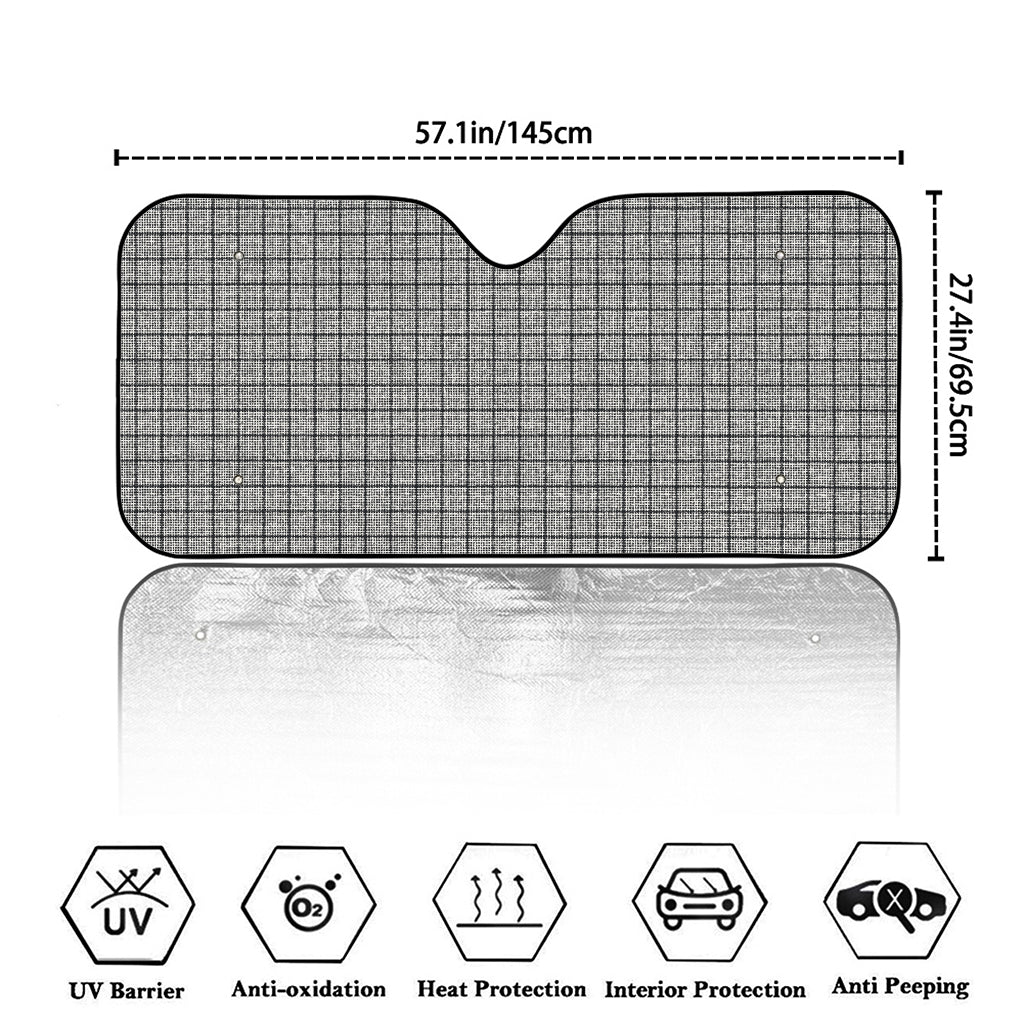 Grey Windowpane Pattern Print Car Windshield Sun Shade