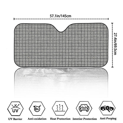 Grey Windowpane Pattern Print Car Windshield Sun Shade