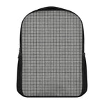 Grey Windowpane Pattern Print Casual Backpack