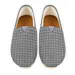 Grey Windowpane Pattern Print Casual Shoes