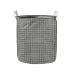 Grey Windowpane Pattern Print Collapsible Laundry Basket