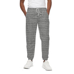 Grey Windowpane Pattern Print Cotton Pants