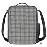 Grey Windowpane Pattern Print Crossbody Lunch Bag