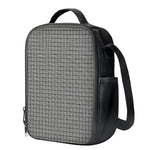 Grey Windowpane Pattern Print Crossbody Lunch Bag
