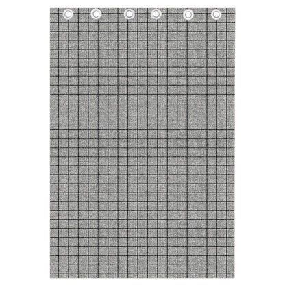Grey Windowpane Pattern Print Curtain