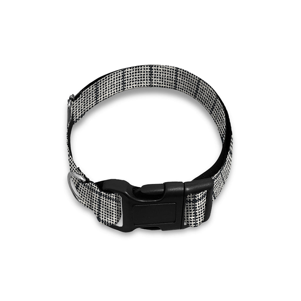 Grey Windowpane Pattern Print Dog Collar